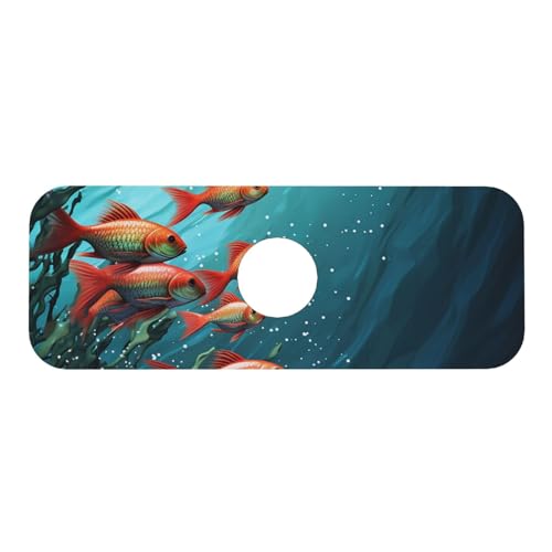 Faucet Mat for Kitchen Sink, Absorben Diatomite Fast Drying Mat Fish aquarium Faucet Suction Pad,15" x 5.5" Sink Water Splash Guard Behind Faucet Drip Catcher for Bathroom
