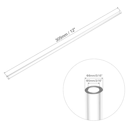 uxcell Clear Rigid Tubing 5mm(3/16") ID x 8mm(5/16") OD x 1Ft Length Round Plastic Polycarbonate Tube - size: 5mmx8mm