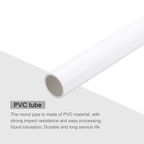 MECCANIXITY 2Pcs 0.98 Inch PVC Rigid Tube Round Pipe 22.2mm ID 25mm OD 12" High Impact for Water Pipe, Aquarium, Fish Tank, Greenhouse Garden, White - color: White, size: 22.2mm x 25mm