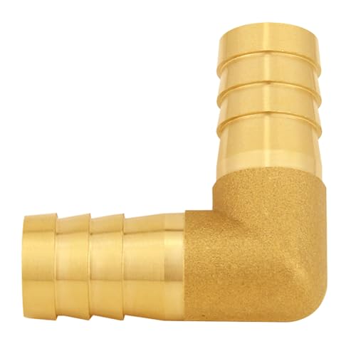 Uenede 2PCS Solid Brass 1/2"OD Barb Elbow Fittings 2-Way 90 Degree L Right Angle Barbed Fitting for Water/Oil/Gas - size: 1/2" Barb, style: Elbow (2 Way)