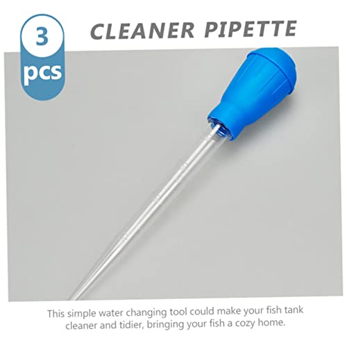 3pcs Aquarium Dropper Cleaner for Fish Tank Maintenance Convenient Manual Water Changer Fine Workmanship for Gravel Cleaning and Feeding - color: Blue, size: 46x5cm