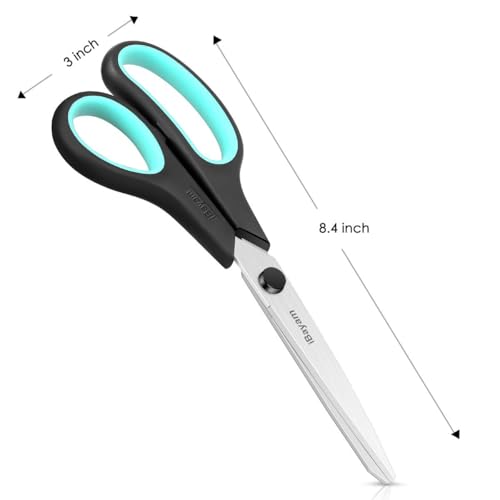 iBayam 3-Pack 8" Heavy Duty Scissors with Ultra Sharp Blades and Comfort Grip Handles - For Office, Home, School, Sewing, and Crafts - color: Red, Green, Blue, size: 3-Pack