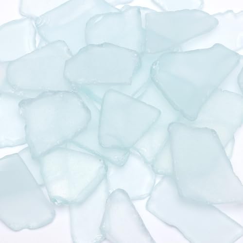 SUREAM Sea Glass for Crafts, White Glass Pieces for Vase Filler, Seaglass Decor for Home, Aquarium Ornament, Beach Weddings and Christmas Tree Decor - color: White
