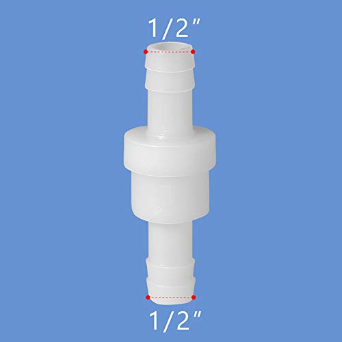 Quickun 1/2" One Way Inline Check Valve, Non Return Hose Barb, Ozone Resistance Plastic Valve for Fuel Oil Water Gas Pump Air, 2 Pcs - size: 1/2 inch