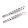 7 Inch Stainless Steel Tweezers with Straight and Curved Serrated Tip Multipurpose Forceps for Craft Repairing 2 Pack - size: 7 Inch