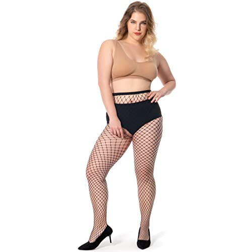 Fishnet Stockings for Women's High Waist Fishnet Tights Thigh High Stockings Pantyhose - size: One Size