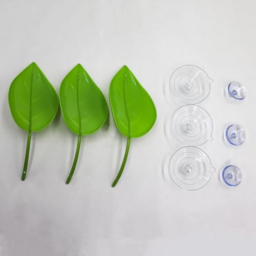 3 Pack Plastic Leaf Decorations with Suction Cups, Frog Habitat Platform, Reptile Decorations for Terrarium, Tank Terrarium Accessories for African Dwarf, Toad - color: Green