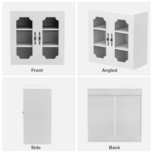 20 Gallon Aquarium Stand with Glass Door, Modern Fish Tank Stand, Reptile Tank Stand Terrarium Stand with Adjustable Shelves & Cabinet Storage, Sturdy Heavy Duty 31.5"×15.7" Tabletop