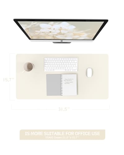 YSAGi Non-Slip Leather Desk Pad, Desk Matt for Desktop, Waterproof Laptop Computer Keyboard Mat, Table Protector Blotter Mat, Large Mouse Pad for Office/Work/Home/Decor(Cream, 31.5" x 15.7") - color: Cream, size: 31.5" x 15.7"