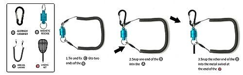 GOODCAT Strongest Magnetic Fly Fishing Net Release - Retractable Coiled Lanyard with Carabiner, Magnet Keychain Clip Retractor - color: A:Blue
