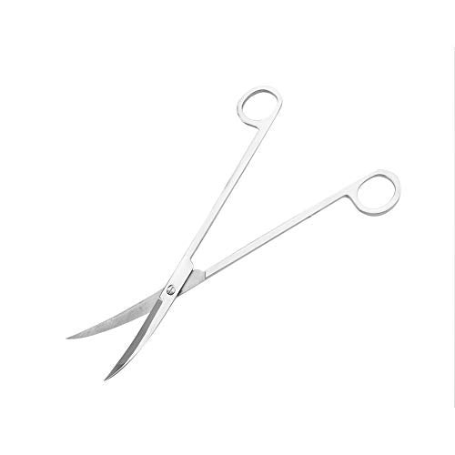 Stainless Steel Aquarium Plant Scissors, Wireless Trim Tool for Fish Tank, Precision Curved Scissors with Ergonomic Grip for Trimming Foreground Aquatic Plants (Bend Shear)