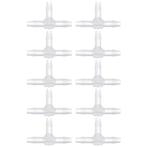 Homoyoyo 10pcs T-shaped Plastic Tee 2mm Plastic Tee Barb Fittings Aquarium Airline Hose Airline Check Valve Fish Tank 3 Way Hose Parts Air Valve