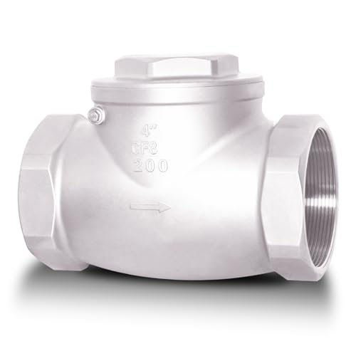 4" NPT Horizontal Check Valve, Stainless Steel Non Return Swing Check Valve, Level One Way Counterflow Valve to Prevent the Medium Backflow for Oil Water Gas Air（4", DN100） - size: 4"-NPT