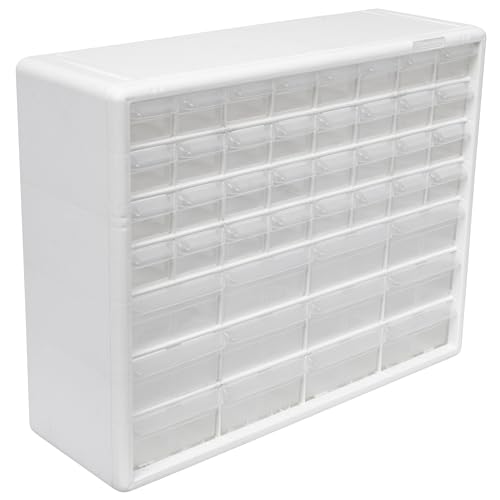 Akro-Mils 44-Drawer Plastic Drawer Storage Cabinet for Garage Organization, Bead Organizer, Building Bricks Storage, Teacher Toolbox, Makeup Organizer, 20" W x 6" D x 16" H, 10144 White - color: White, size: 44 Drawer, style: 1 Pack