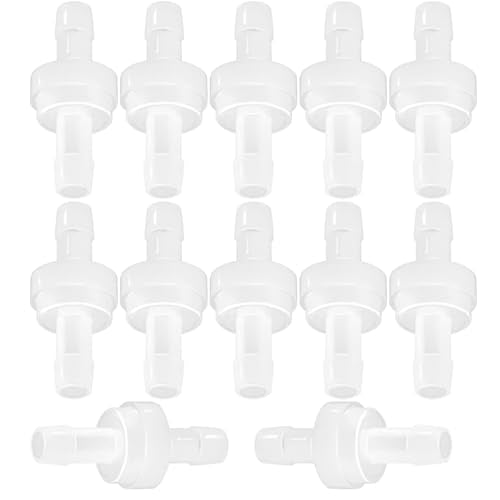 12 Packs Check Valve 5/16” (8MM) One-Way PVDF Plastic Hose Barb for Liquid Air - size: 5/16 Inch, style: 12 Pcs