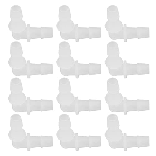 12Pcs Premium Plastic Hose Barb Fittings Elbow Connector Right Angle Barbed Splicer Adapter for Aquarium Lab Tubing Durable PP Material (11.1mm) - size: 11.1mm