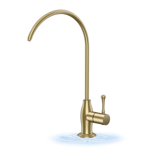 WEWE Vintage Drinking Water Faucet, Lead-Free Stainless Steel Kitchen Water Filter Faucet for Reverse Osmosis System, Non-Air Gap RO Beverage Faucet, Gold - color: Gold, style: Antique