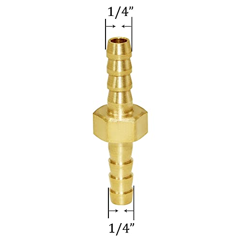 Joywayus 1/4" 6mm ID Hose Barb Hex Union Fitting Intersection/Split Brass Water/Fuel/Air with 10 Stainless Steel Clamps(Pack of 5) - size: 0.25 Inch, style: 5PCS