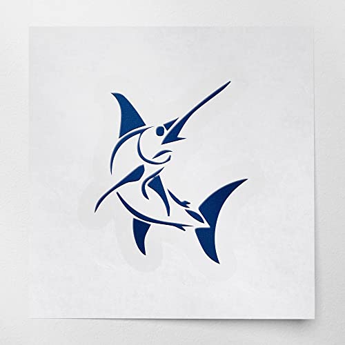 2 Pcs - Decal Stickers Of Stylized Marlin Fish (Navy Blue) Premium Waterproof Vinyl Decal Stickers For Laptop Phone Accessory Helmet Car Window Mug Tuber Cup Door Wall Decoration ANDSKUS512501AB070722 - color: Navy Blue, size: 3.8'' x 4.4''