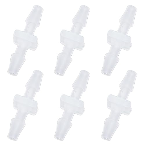 Plastic Hose Barb Fitting, 1/8" x 1/8" Pipe Connectors，Barbed Splicer Mender Joint Adapter Union Fitting, 6 Pcs - size: 1/8 Inch
