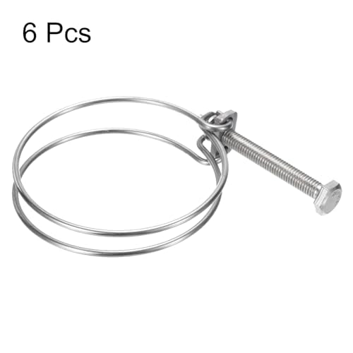 uxcell 6Pcs Double Wire Hose Clamp, 73-80mm Adjustable Stainless Steel Wire Hose Clips with M8 Bolt for Dust Collection Hose, Pump Hose Pipe - size: 73-80mm