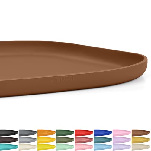 SMILOOL Small Silicone Pet Food Mat with Raised Edge for Food and Water Bowl, Square Dog Feeding Mats, Cat Food Trays for Floor Waterproof, Rubber Tray for Dogs and Cats, 12 x 12 x 0.7 Brown - color: Brown, size: 12"L x 12"W