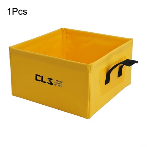 13L Folding Water Bucket, Duty 500D PVC Collapsible Wash Basin for Camping Fishing, Portable Square Container with Handle, Quick Dry Tear Resistant Outdoor Gear for Hiking Travel(Yellow) - color: Yellow
