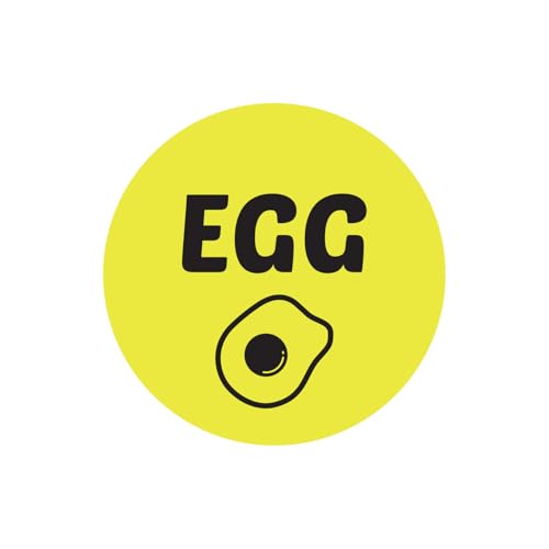 Egg Stickers - 1 Inch Round Circle Egg Food Labels in Bright Yellow for Restaurant, Deli, Food Truck, Supermarket, Grocery Store Stickers Food Meal Menu Choice Sticker Package Label - 300 Labels/Pack - color: Egg, size: 300 Labels