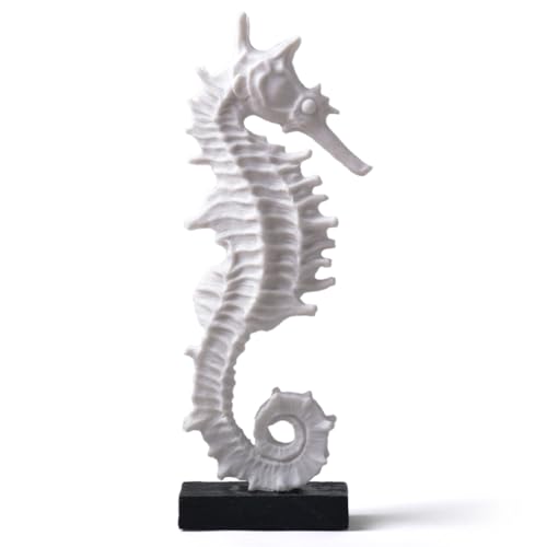 HAUCOZE Seahorse Statue Ocean Decor Modern Home Sculpture Polyresin Table Centerpiece Gift Art for Bookshelf Bedroom 13.4 Inch