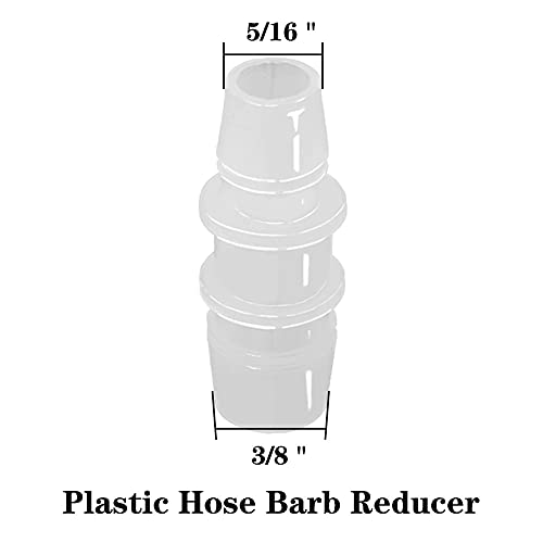 3/8" to 5/16" Hose Barb Reducer Pipe Fittings Adapter, Plastic Joint connector Splicer Mender for Aquarium Household Transport Fuel Gas Liquid Air (Pack of 4) - size: 3/8"-5/16"