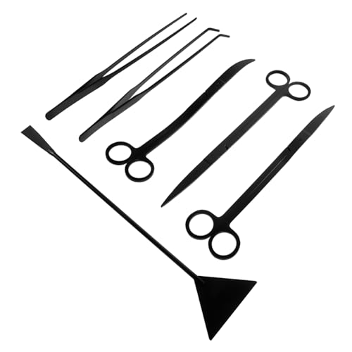 Toddmomy 1 Set Versatile Stainless Steel Scissors Tweezers and Spatula for Efficient Aquarium Maintenance Aquascaping Fish Tank Care Set