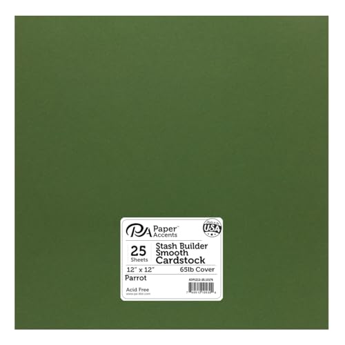PA Paper Accents Stash Builder Cardstock 12" x 12" Parrot, 65lb colored cardstock paper for card making, scrapbooking, printing, quilling and crafts, 25 box - color: Parrot