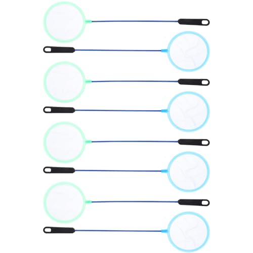 TEHAUX 8pcs Aquarium Fish Tank Nets Dense Fine Mesh Plastic Landing Nets for Fish and Shrimp Catching, Aquarium Cleaning Tool Suitable for Freshwater and Saltwater Tanks Random Color