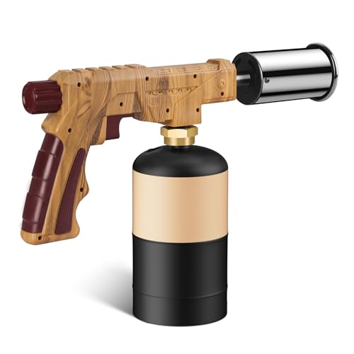 Semlos Propane Torch - Kitchen Torch - Powerful Grill Gun - Charcoal Lighter - Campfire Starter - Sous Vide - Chef Blow Torch for Searing Steak & Creme Brulee & BBQ(Propane Tank Not Included) - color: ‎brown and Red