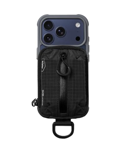 bitplay Magnetic Mini Pouch, Magsafe Compatible Phone Pouch, Tear Resistant Everyday Carry Card Holder, Key Slot with Water Repellent Zipper, Black - color: Black