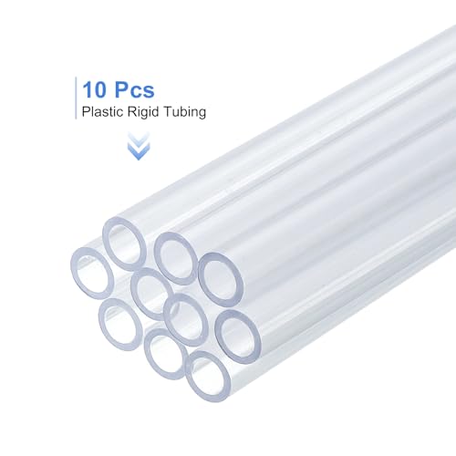 uxcell 10 Pcs Clear Plastic Rigid Tubing 4mm ID x 6mm OD, 0.5 Meters Length Round Polycarbonate Tubing for Aquarium Water Pipe, Water Cooling System, Plumbing - size: 4mm x 6mm