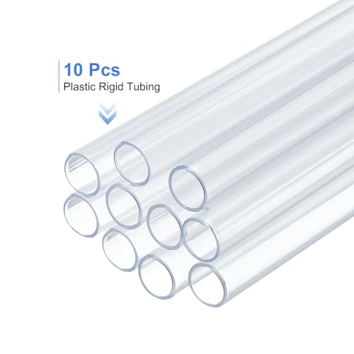 uxcell 10 Pcs Clear Plastic Rigid Tubing 5mm ID x 6mm OD, 0.5 Meters Length Round Polycarbonate Tubing for Aquarium Water Pipe, Water Cooling System, Plumbing - size: 5mm x 6mm