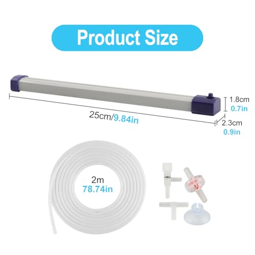 9.8 Inch Aquarium Bubble Strip, Bubble Curtain Wall Aquarium Air Stone Kit, Quiet Oxygen Diffuser, Fish Tank Bubbler Decorations for Freshwater Saltwater - size: 9.8 Inch