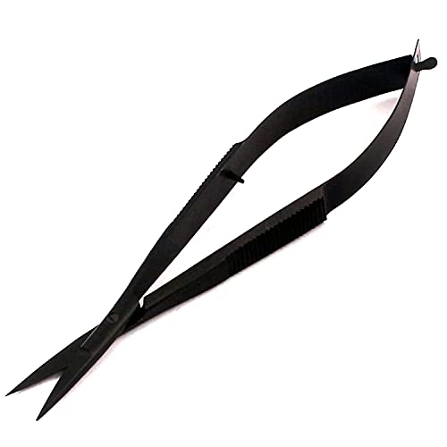 4.5" Straight Stainless Steel Squeeze Scissors Black Coated
