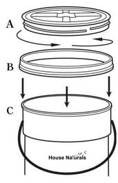 House Naturals 5 Gallon Food Grade Buckets, 3 Color Buckets with Screw on lids - color: Black/Green/Aqua- Black Lids