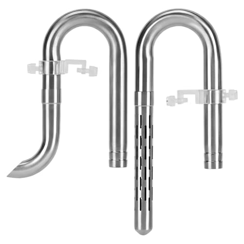 Inflow & Outflow Lily Pipe, Stainless Steel Aquarium Filter Pipes with 2Pcs Pipe Holders for 4.7"/6.3"/7.9" Hoses, Available Extension Pipes - size: Fits 16mm Hose