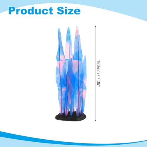 Aquarium Decoration, 7" Plastic Fish Tank Plants Artificial Silicone Glowing Kelp Aquarium Plants Ornament, (Blue, 1 Pcs), Intended for Tall Fish Tank Decor/Landscaping - color: Blue, size: 7"