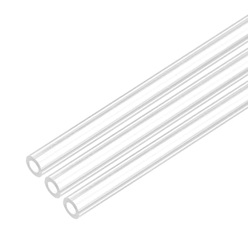 uxcell 3Pcs Clear Rigid Acrylic Pipe, 3mm (0.12") ID x 5mm(0.2") OD 300mm(12") Length Plastic Round Tube PMMA Tubing for Plumbing Lighting Aquarium Tube Water Cooling System - size: 3mm (0.12") ID x 5mm(0.2") OD x 300mm(12") L