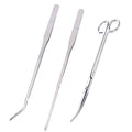 Aquarium Tools Kit Long Stainless Steel Straight Curved Tweezers Scissors Set for Fish Tank Aquascaping Pack of 3-38cm Tweezers