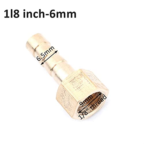 Lfang-Brass Hose Fitting 5pcs 1/8" Thread To 4/6/8/10/12mm Soft Hose Connector Garden Irrigation Adapter Aquarium Air Pump Line Fish Tank Hose Fittings, good wear resistance(Female 1l8 inch 6mm) - color: Female 1l8 Inch 6mm