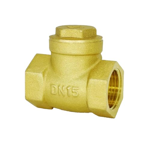 1/2"NPT Female Horizontal Brass Check Valve to Prevent Water Backflow, For Sewage Pumps & Air Compressors DN15 - size: 0.5inch（DN15）