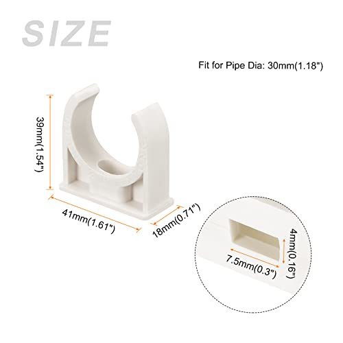 METALLIXITY PVC Water Pipe Clips (30mm/1.18") 6Pcs, Plastic U Shaped Pipe Fitting Clamps - for Tubing Hose Water Supply, White - size: 30mm/1.18"