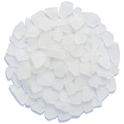 QYGL Sea Glass for Crafts - 14oz White Frosted Seaglass Pieces - Vase Filler and Aquarium Ornament, DIY Craft Supplies for Art, Beach Weddings, and Home Decor - color: White