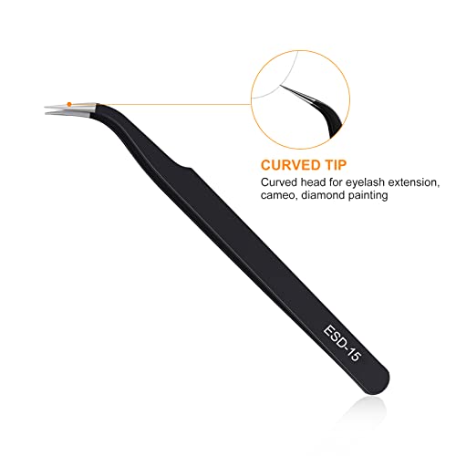 kaverme 9PCS Precision Tweezers Set, Upgraded Anti-Static Stainless Steel of Tweezers, for Electronics, Soldering, Laboratory Work, Jewelry-Making, Model, Craft - style: 9pcs