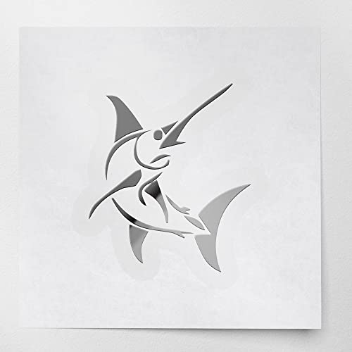2 Pcs - Decal Stickers of Stylized Marlin Fish (Metallic Silver) Premium Waterproof Vinyl Decal Stickers for Laptop Phone Accessory Helmet Car Window Mug Tuber Cup Door Wall ANDSKUS512501SI070722 - color: Metallic Silver, size: 3.8'' x 4.4''